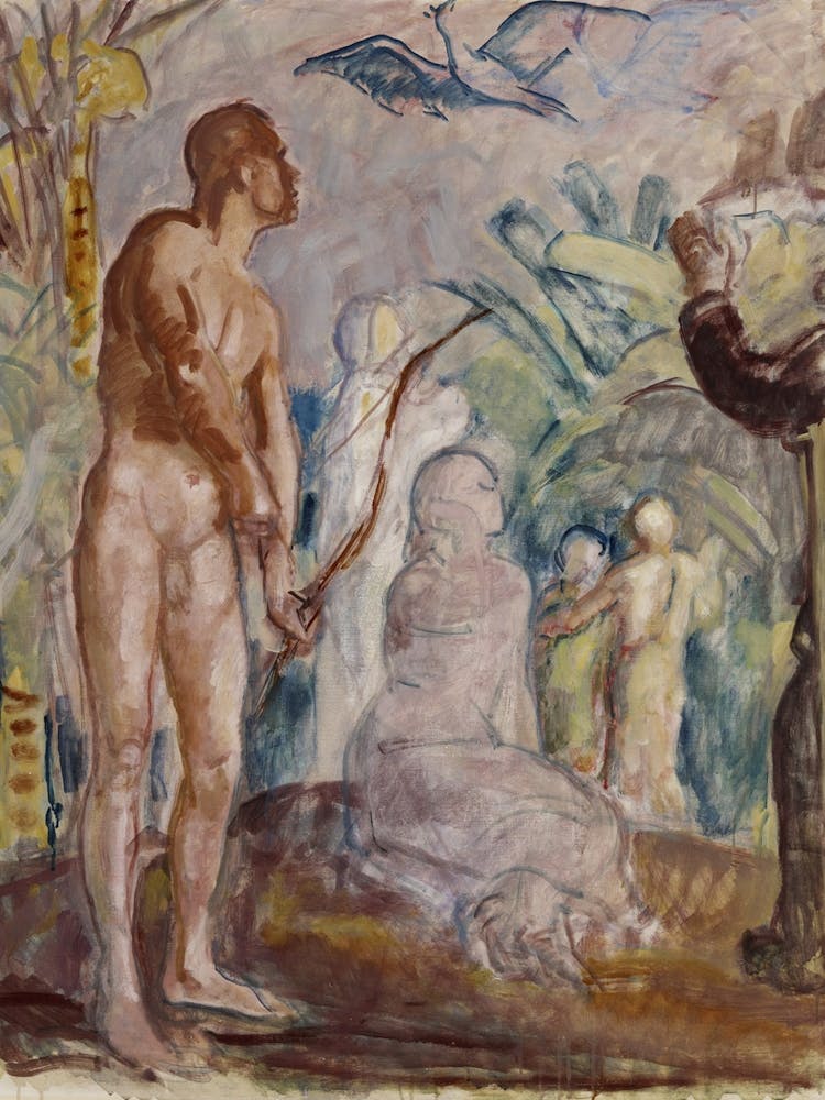 Bird Of Paradise, Sketch, 1925, By Magnus Enckell