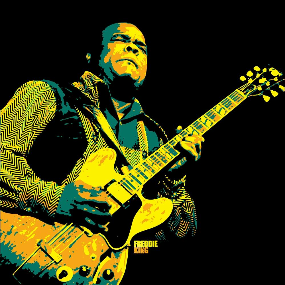Freddie King Blues Music Guitarist in Pop Art Illustration