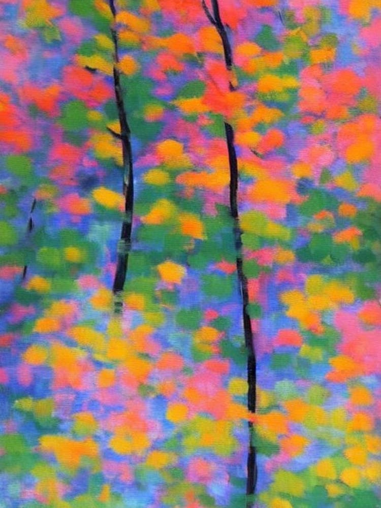 River Birch 2 tree Abstract Block Colour