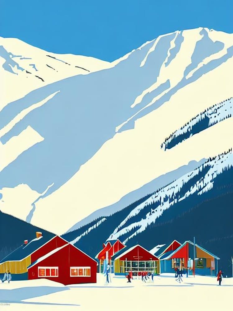 Hemsedal, Norway Midcentury Vintage Skiing Poster
