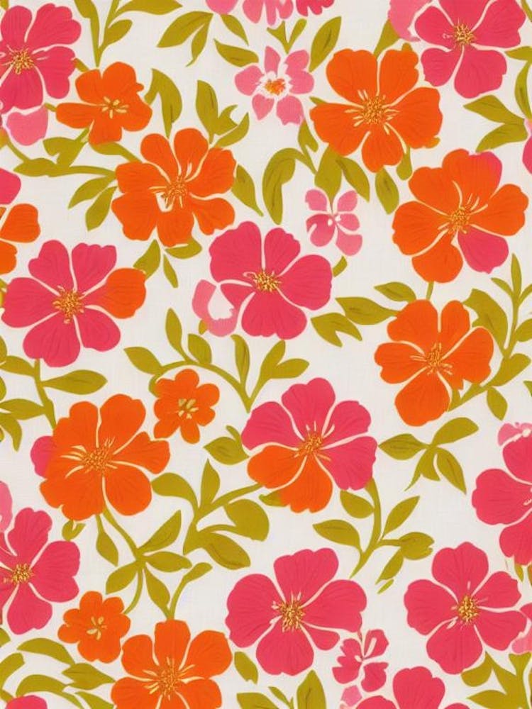 Freesia Floral Print Warm Tones 1 Flower