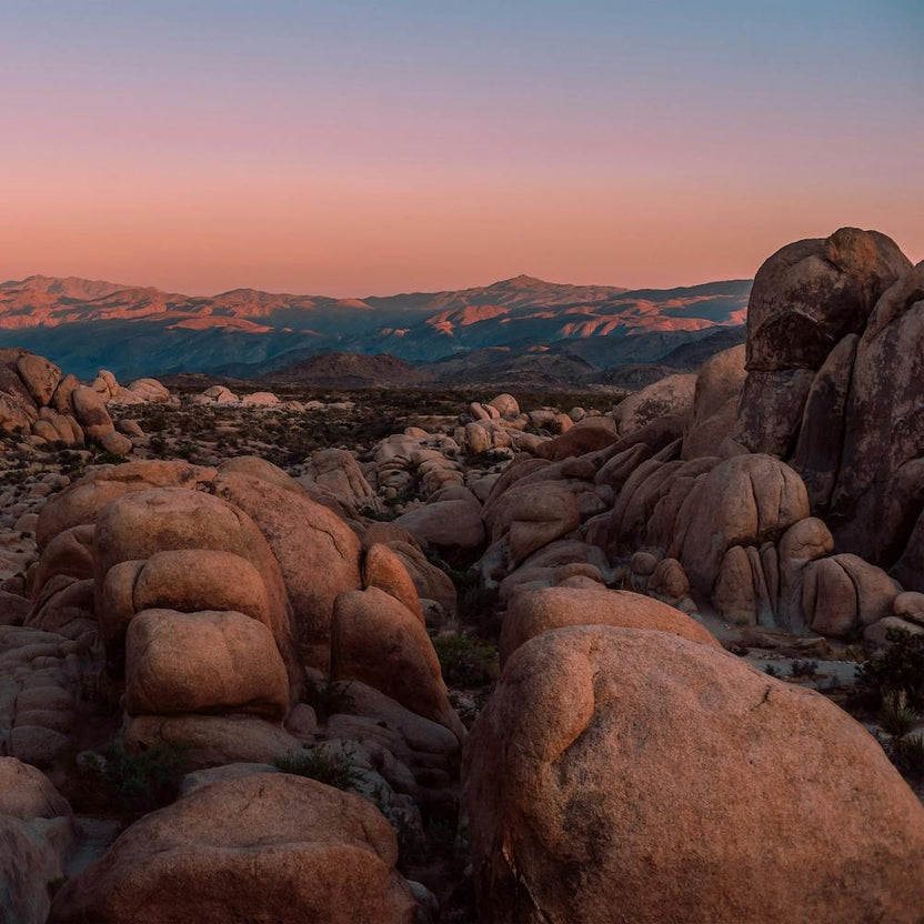 Pastel Sunset Over Boulders