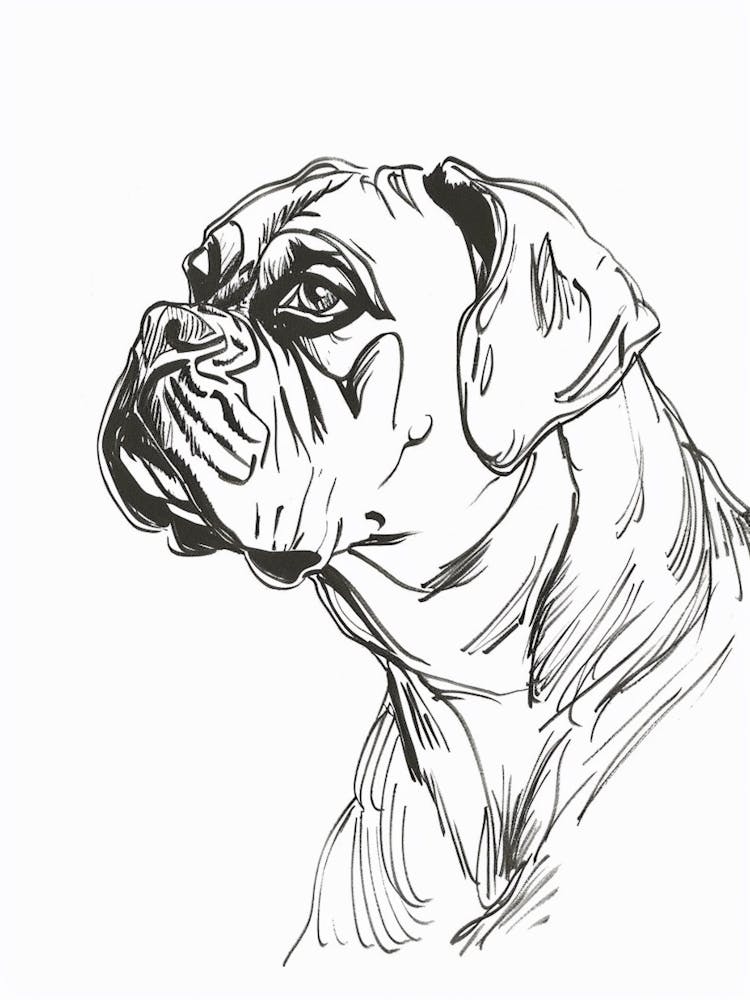 Bullmastiff Dog Line Sketch 1
