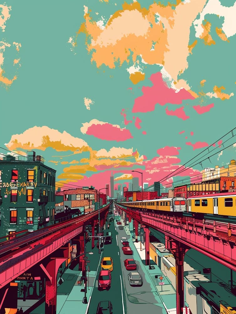 Astoria New York Colourful Silkscreen Illustration 4