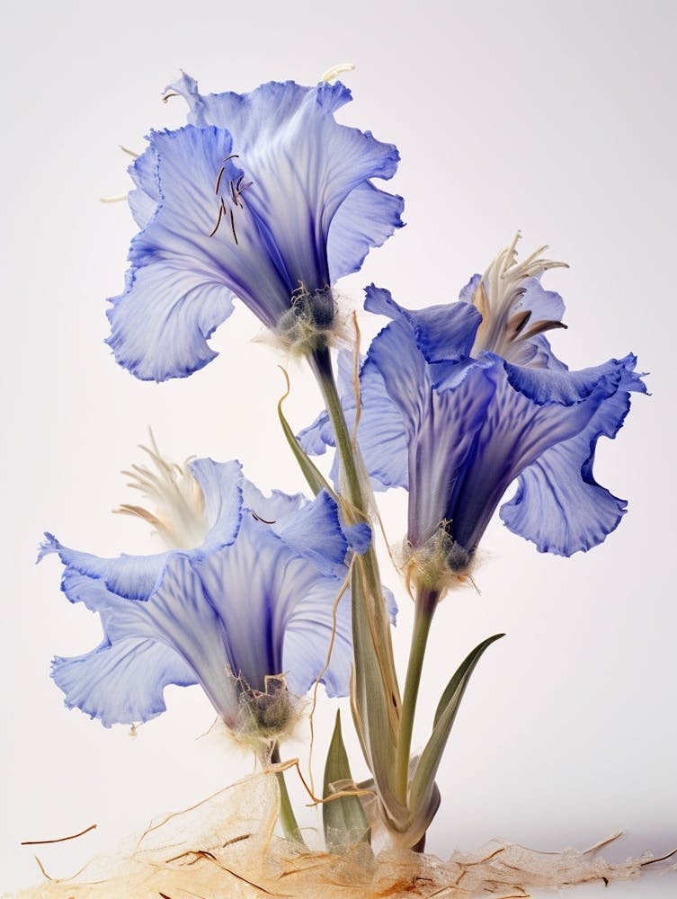 Pressed Wildflower Botanical Art Fringed Gentian 2