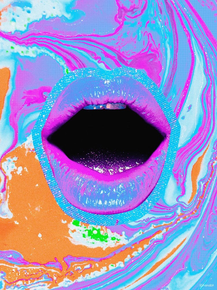 Pastell 2000er-Jahre Lippen-Collage Blau & Pink