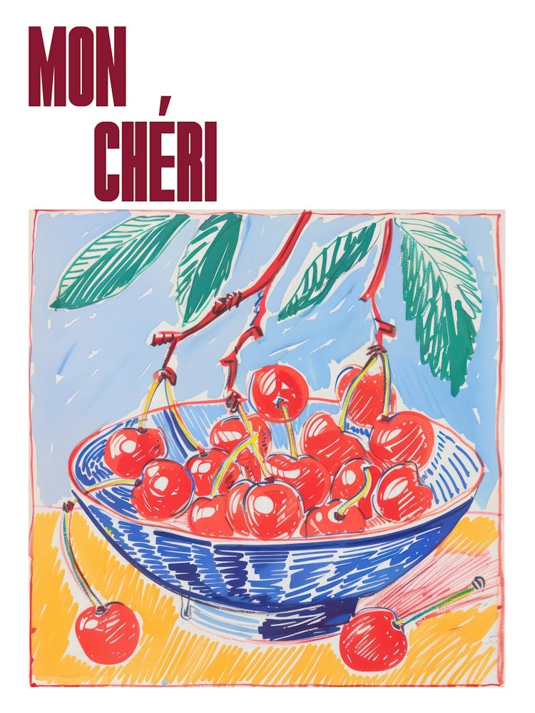 Mon Cheri Poster Cherry Painting Matisse Style 6