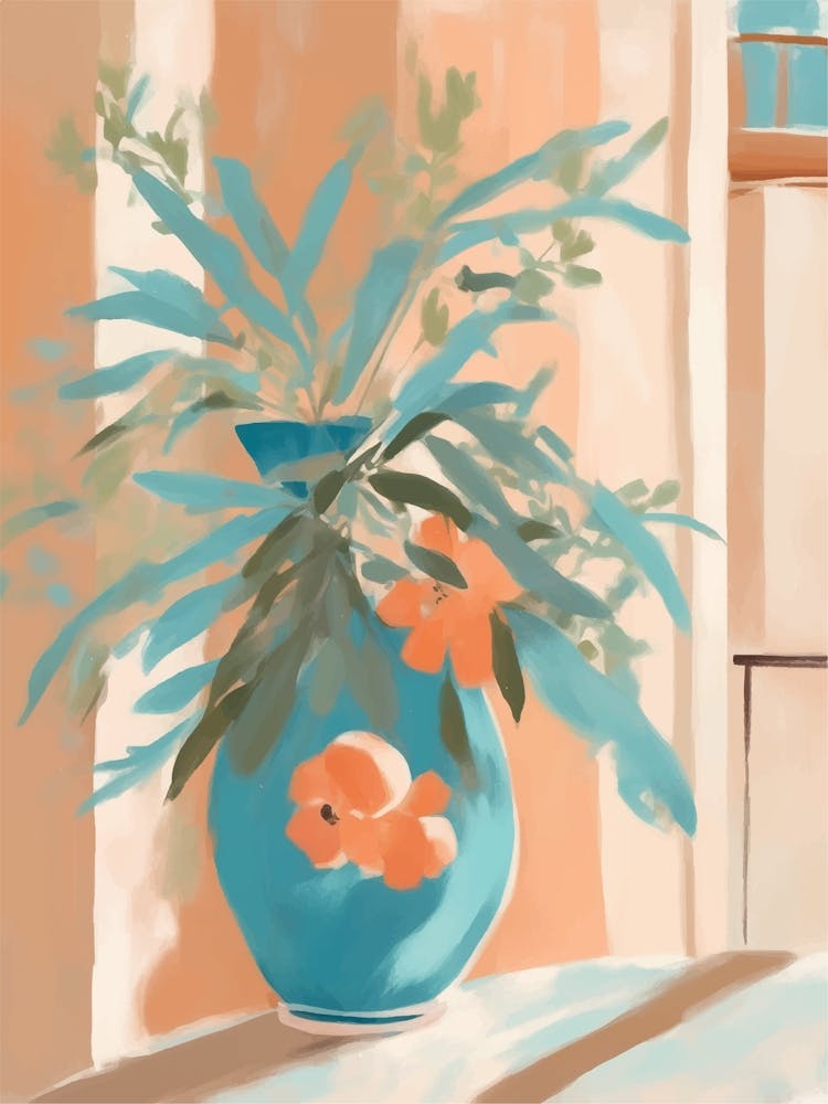 Vase Of peach flowers