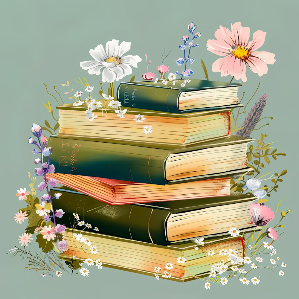 Wildflower Antique Books And Flowers
