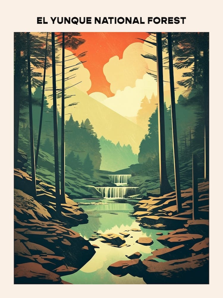 El Yunque National Forest Midcentury Travel Poster