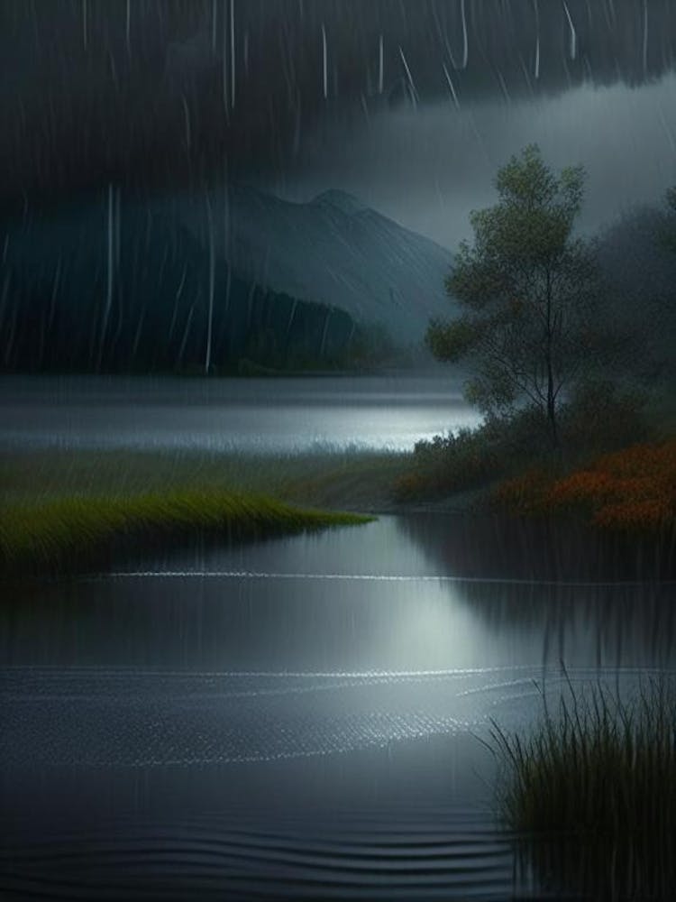 Rain Water Landscapes Waterscape Crayon 1