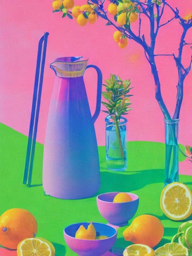 Lemon 1 Risograph Retro Poster Fruit