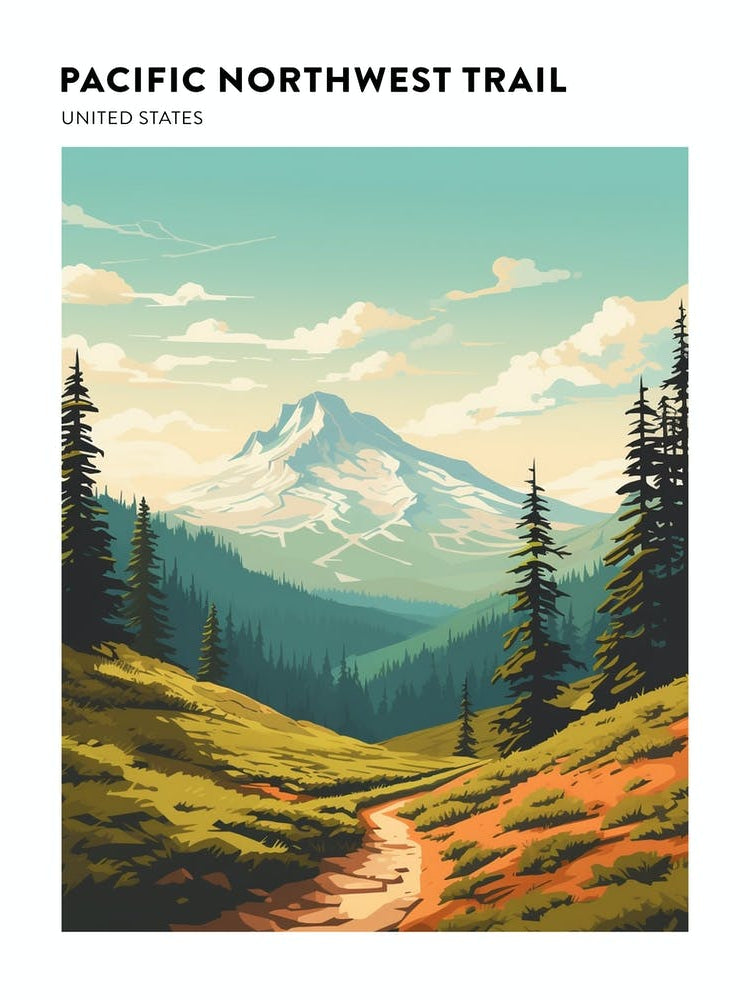 Pacific Northwest Trail Usa 1 Hiking Trail Landscape Poster