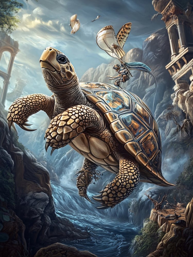 Flying Turtle And The Dragon