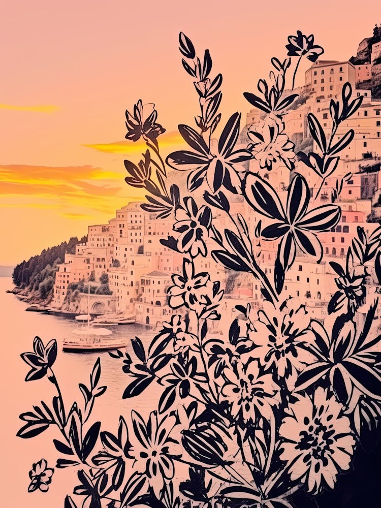 Positano, Flower Collage 3