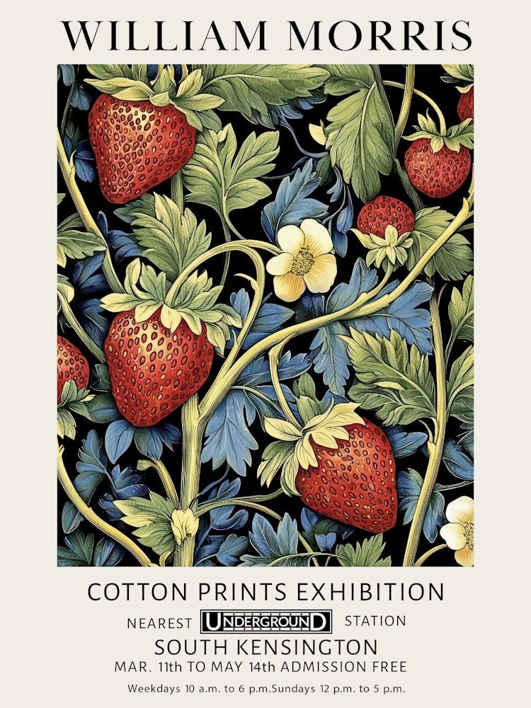 William Morris Strawberries Flowers Vintage Exhibition