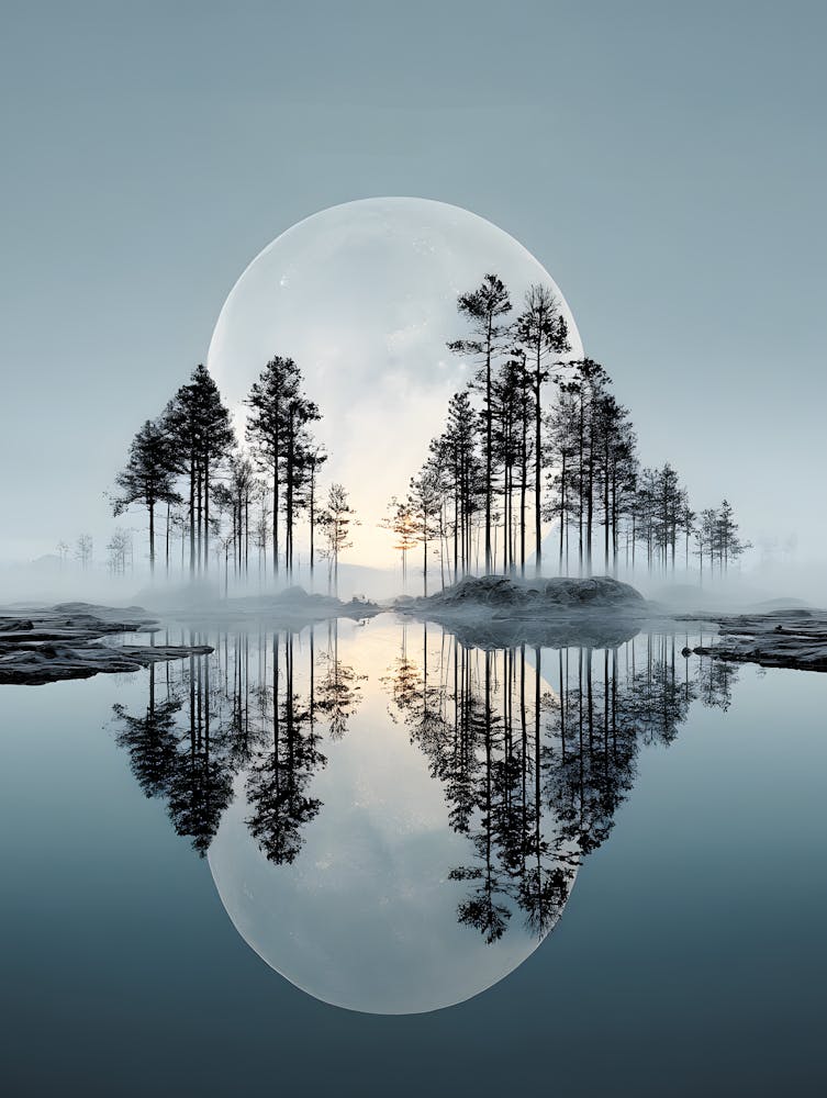 Beautiful Full Moon Over the Lake 18