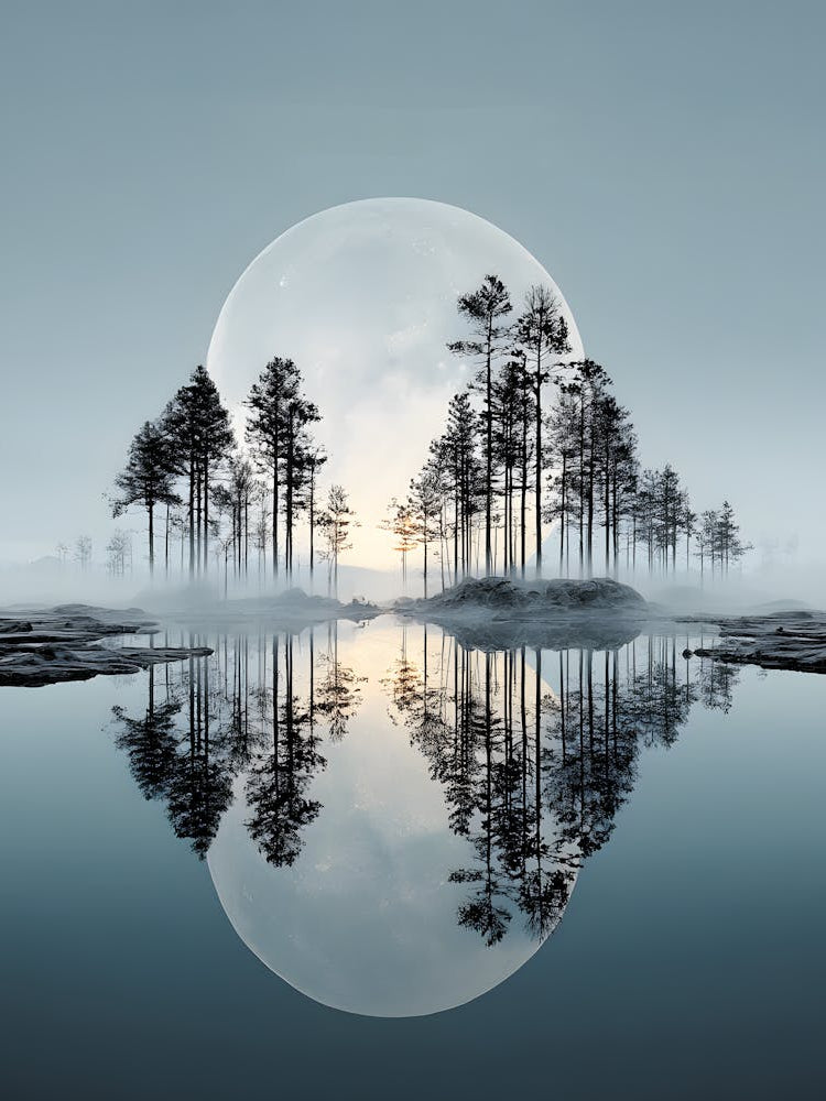 Beautiful Full Moon Over the Lake 18