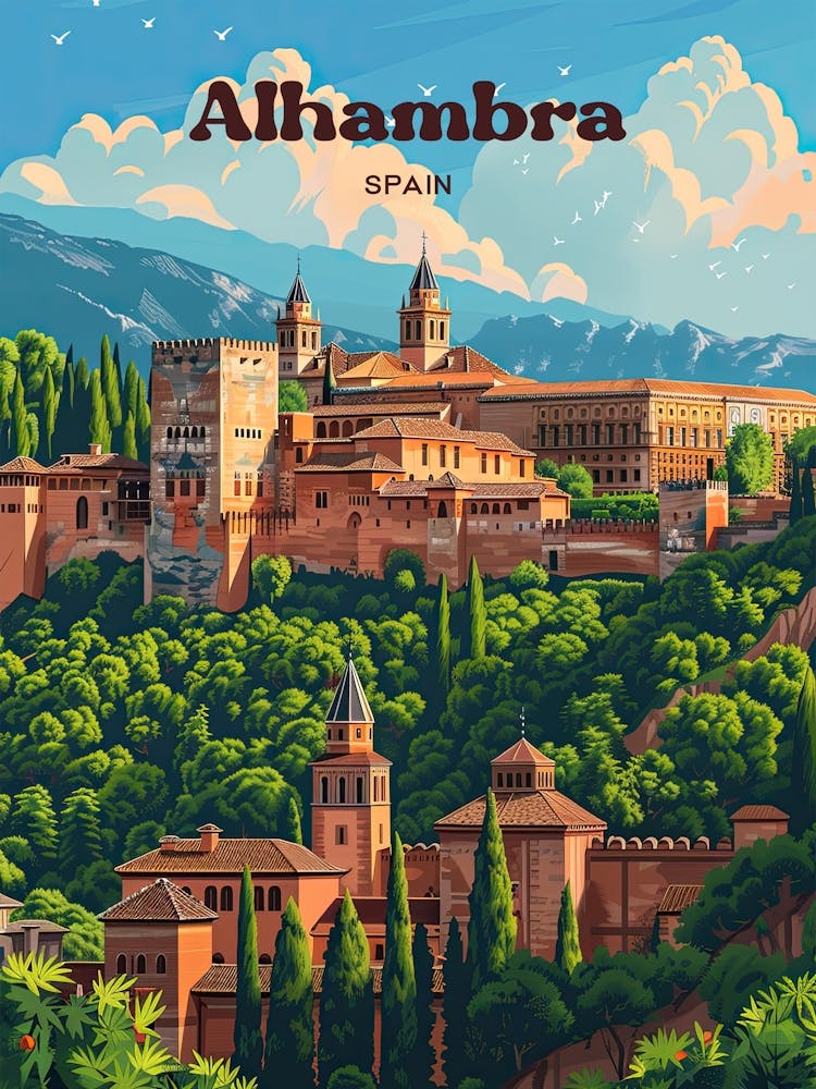 Alhambra Espagne Illustration d'Art Historique