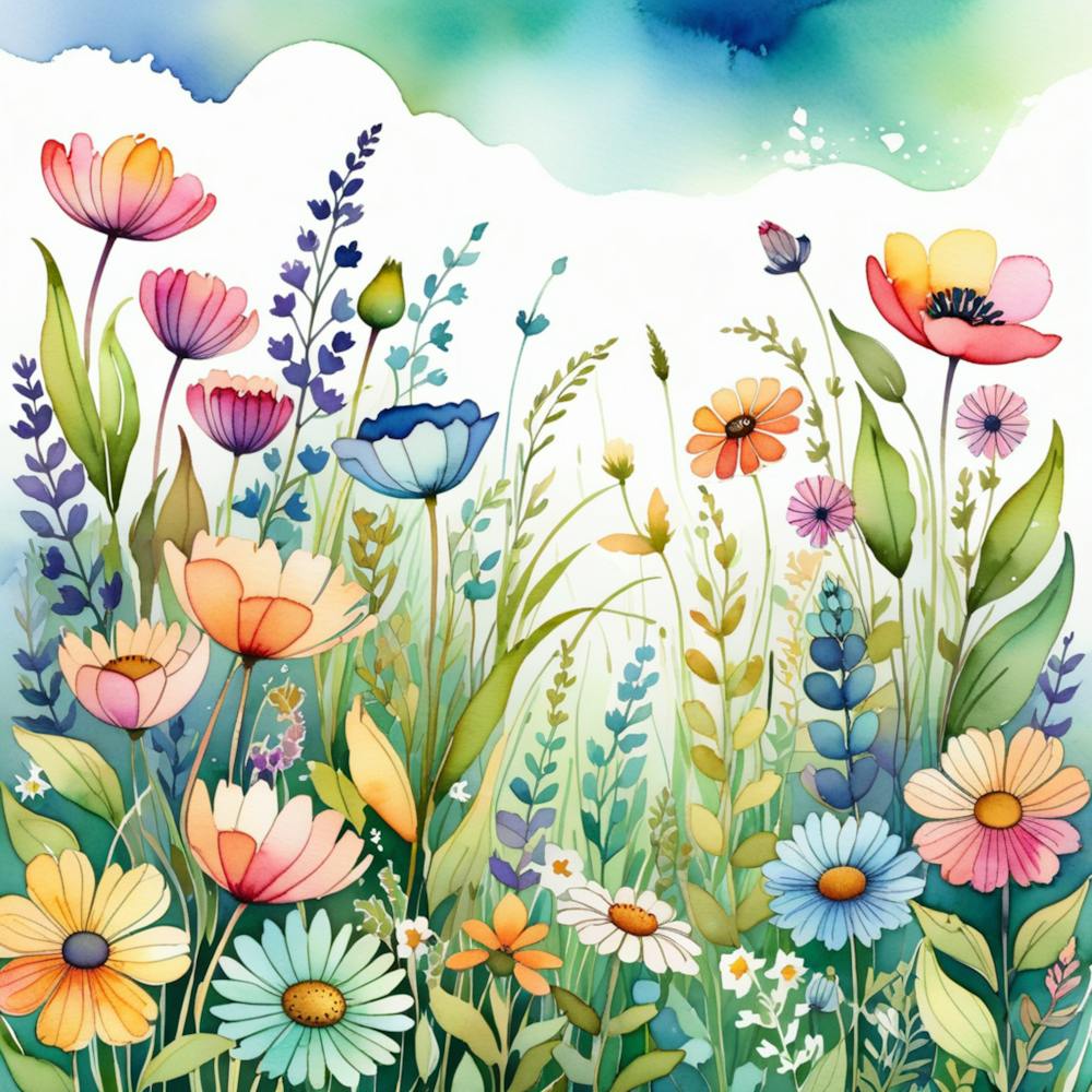 Watercolor Flowers Background
