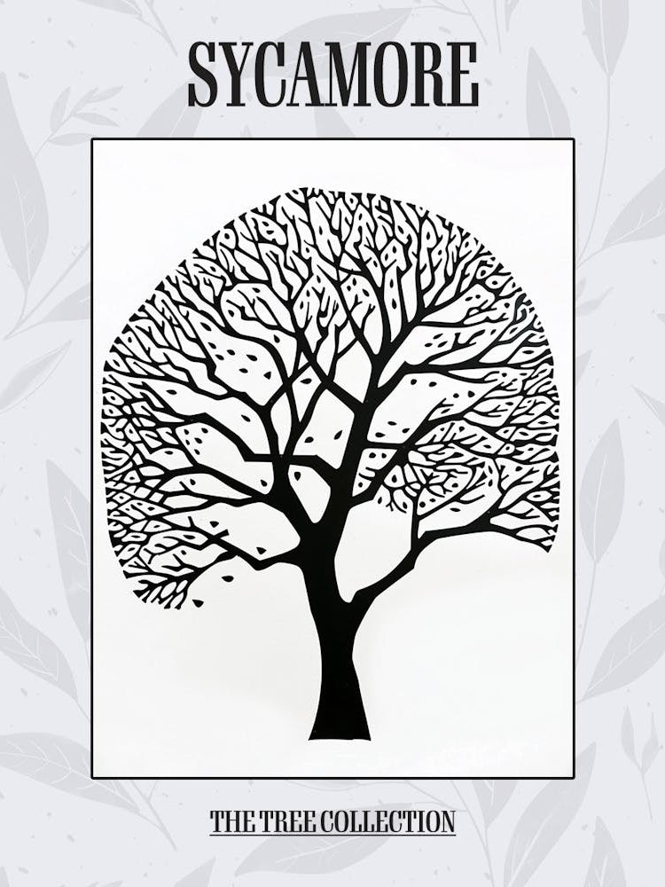 Sycamore Tree Simple Geometric Nature Stencil 21 Poster