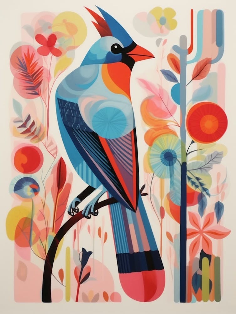 Colourful Scandi Bird Cardinal 1