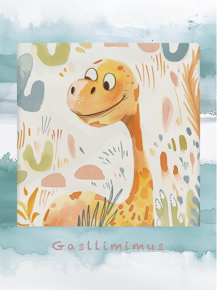 Cute Muted Pastel Gallimimus Dinosaur 2 Poster