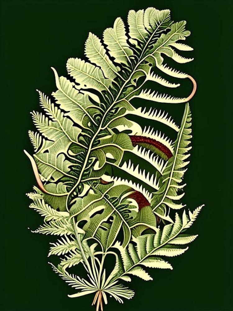 Ribbon Fern Vintage Botanical Poster