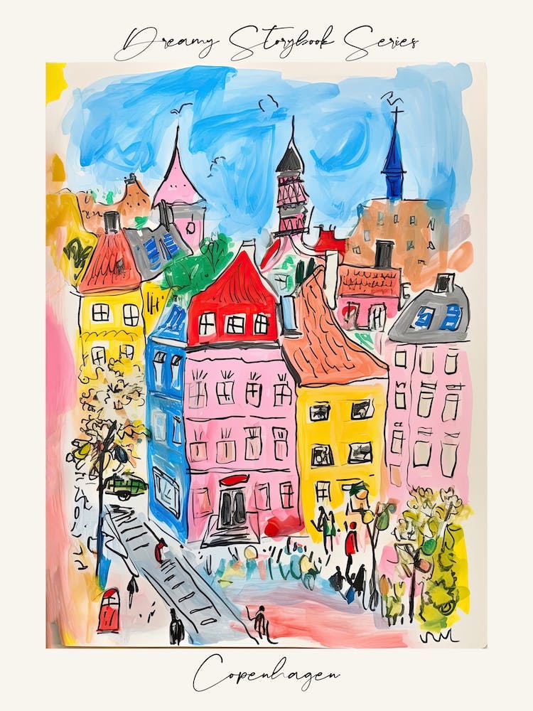 Poster Of Copenhagen, Dreamy Storybook Illustration 2
