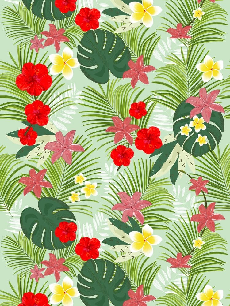 Palm Leaves Hibiscus