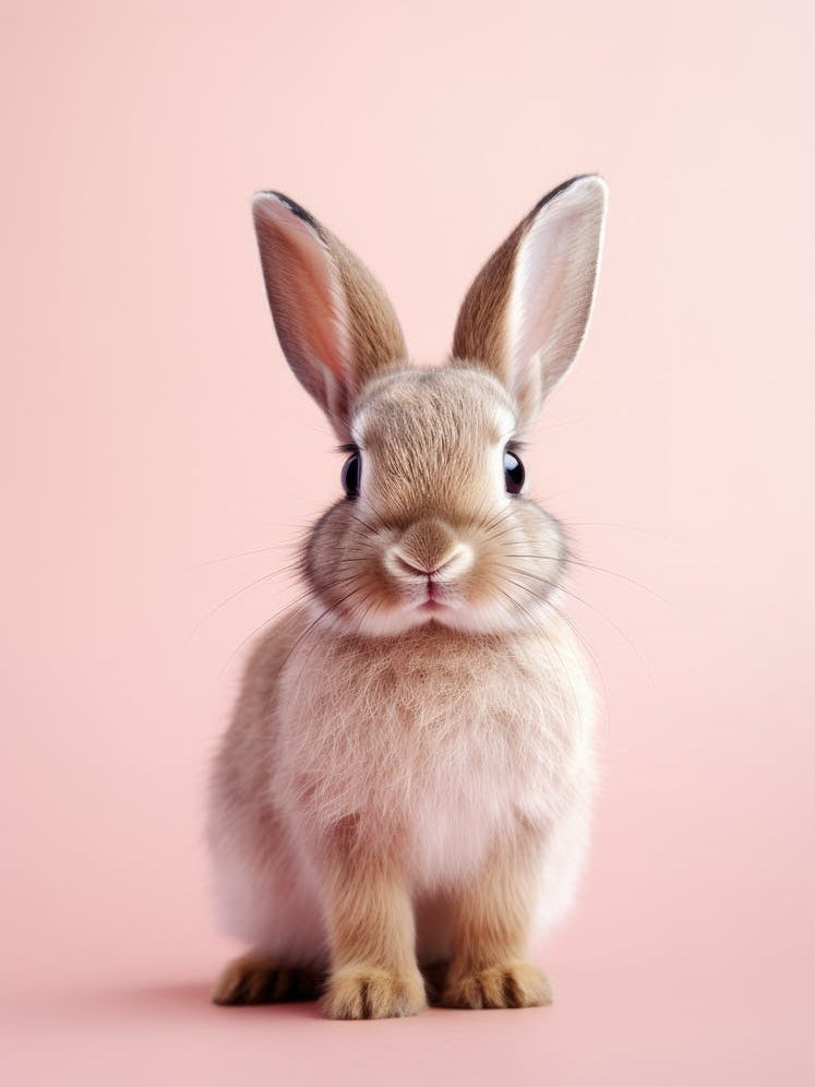 Cute Rabbit On Pink Background 2