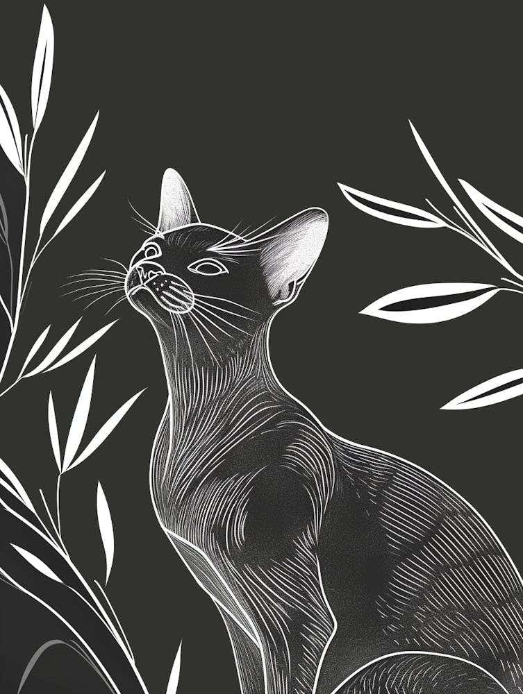 Burmese Cat Minimalist Illustration 1