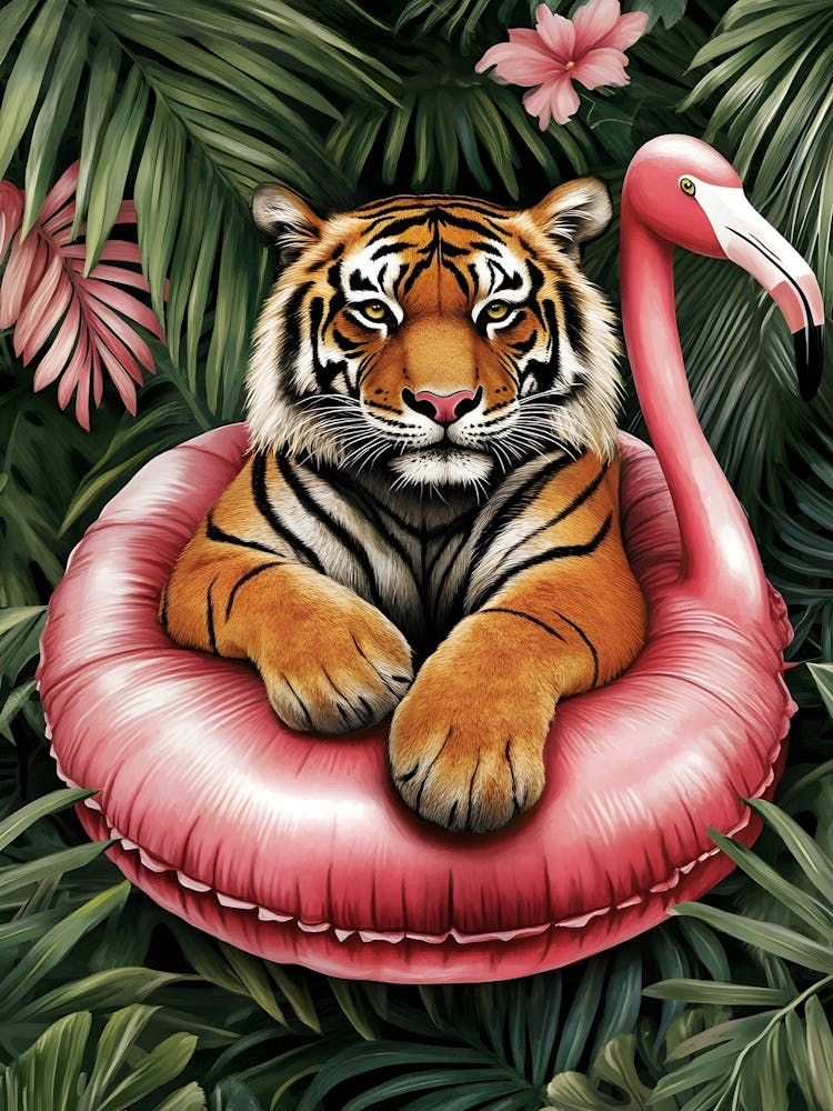 Tiger And Flamingo