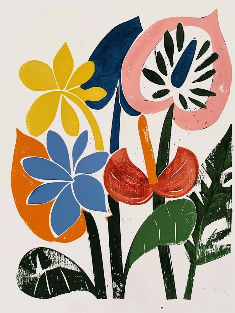 Painted Florals Flamingo Flower 2