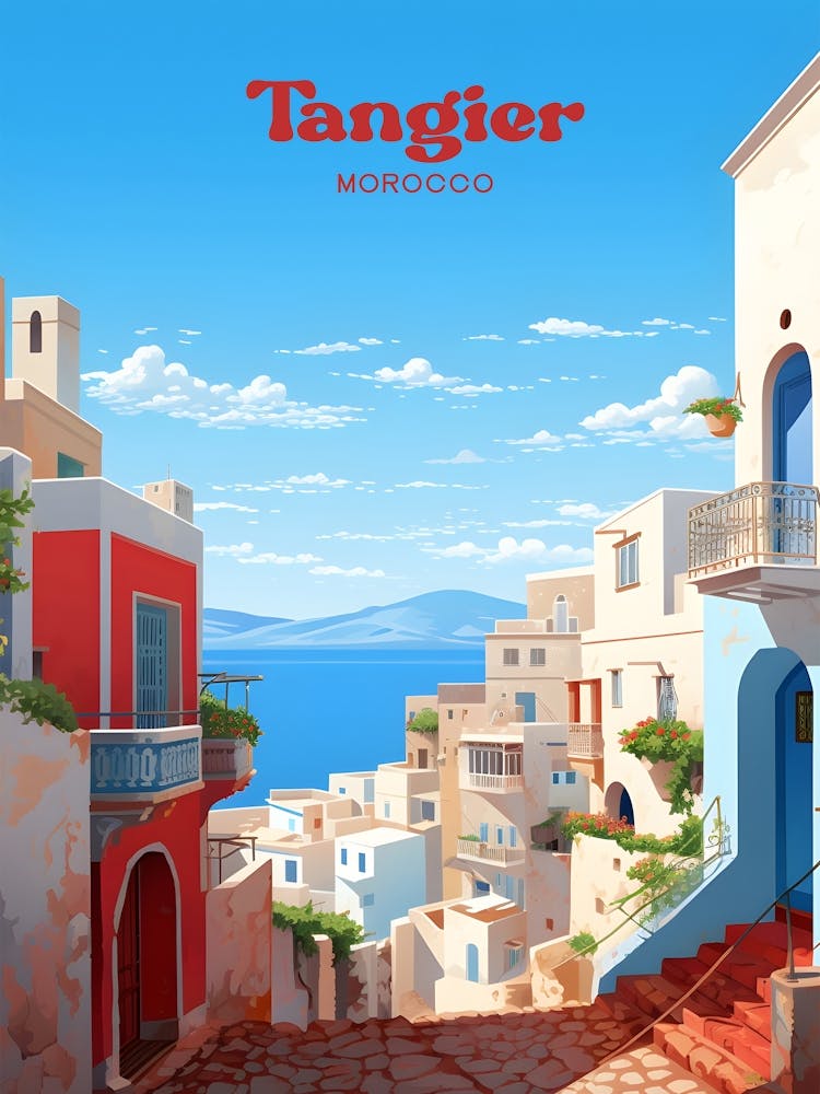 Tangier Morocco Vibrant Modern Travel Art