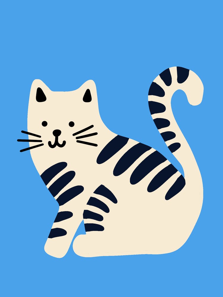 Striped Cat Cute Illustration