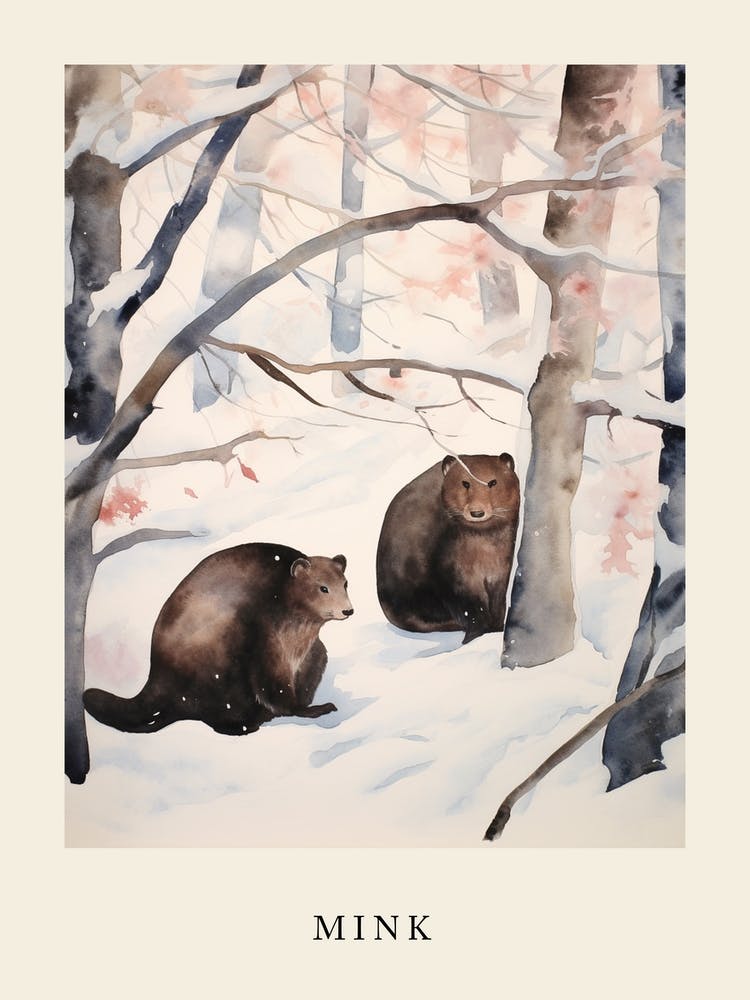 Winteraquarell Nerz 2 Poster
