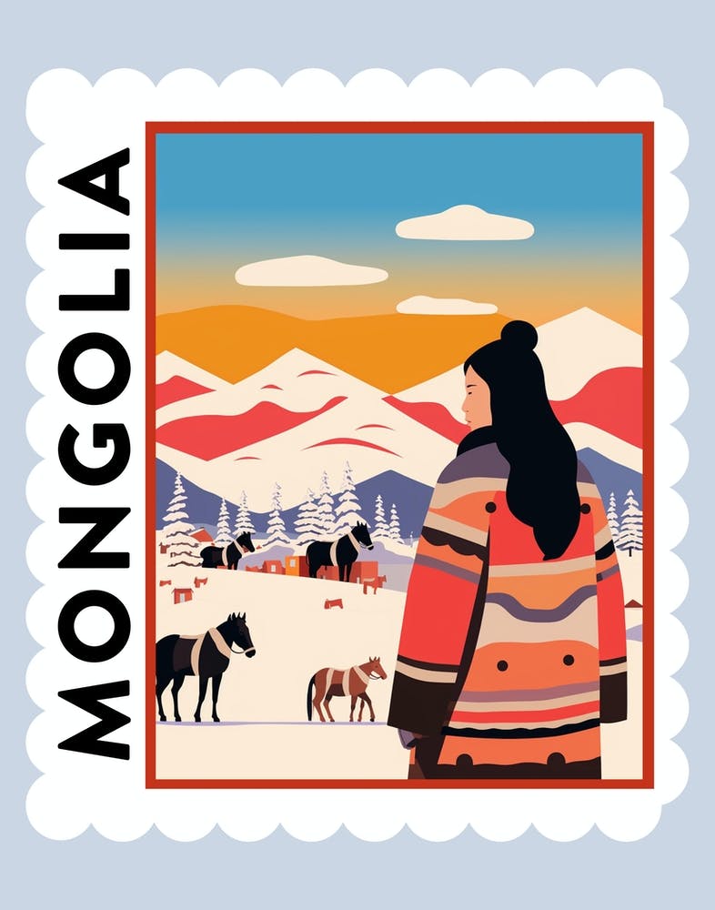 Mongolia 2 Travel Stamp Poster