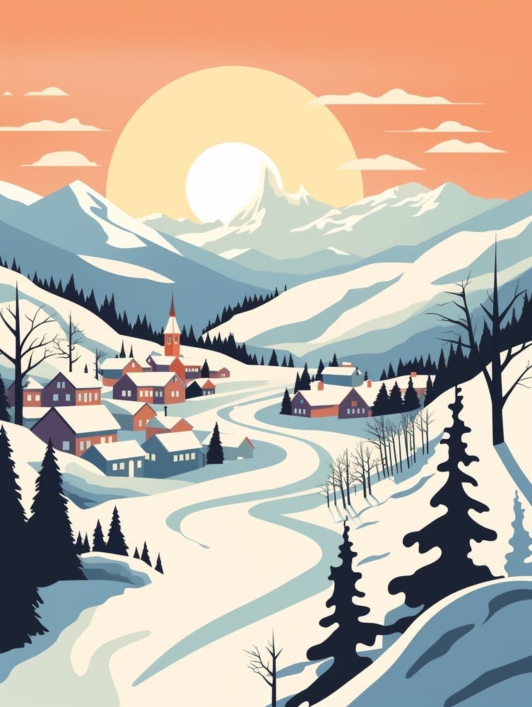 Illustration de Voyage Hivernal Vintage Abisko Sweden 4