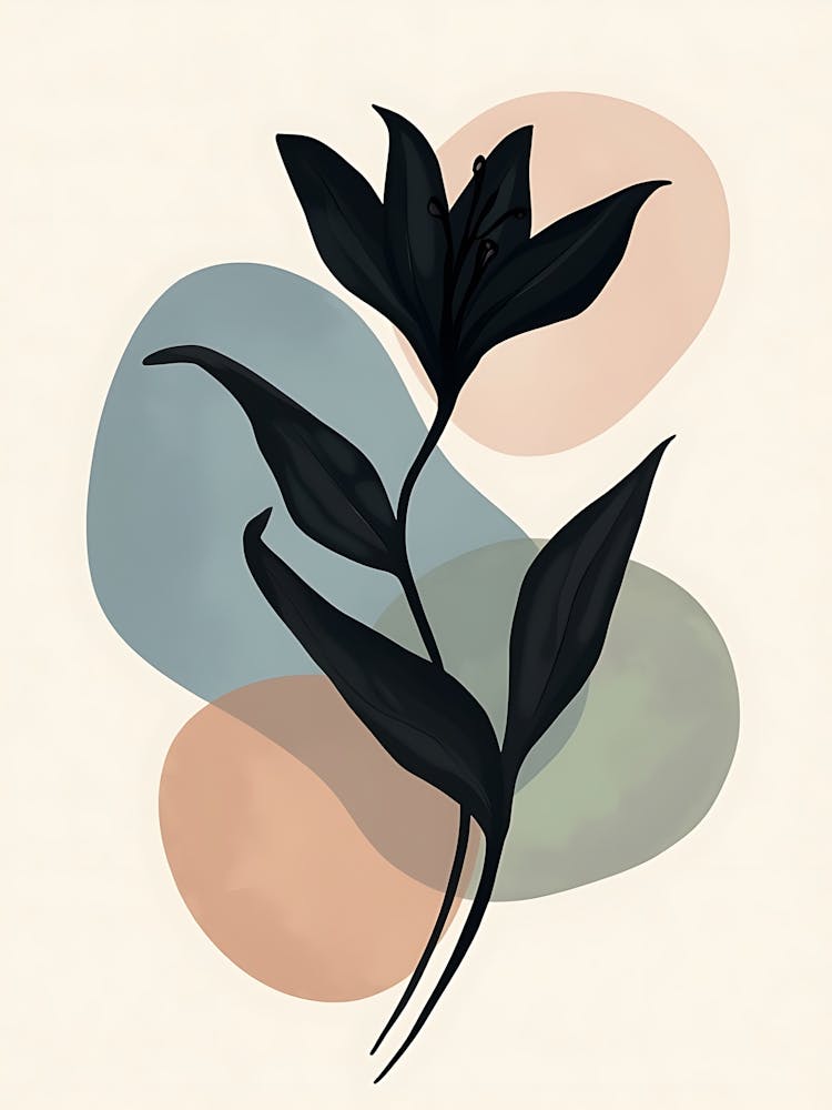 Feuilles Pastel Douces sur Fond Neutre