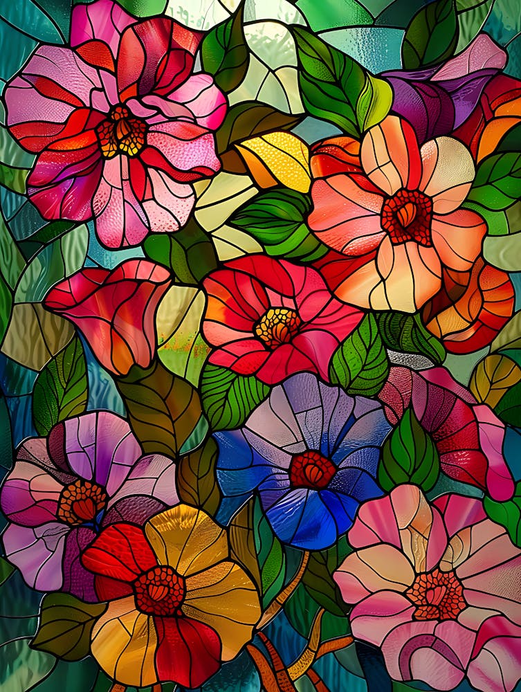 Colorful Stained Glass Flowers 16