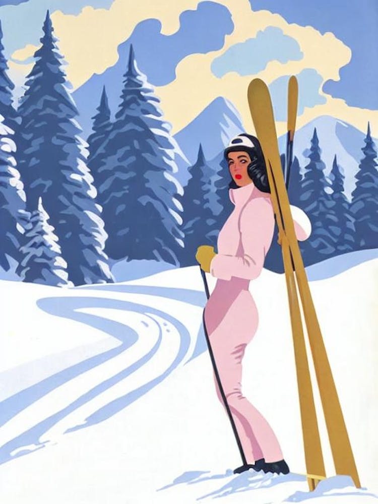 Le Grand Bornand, France Glamour Ski Skiing Poster