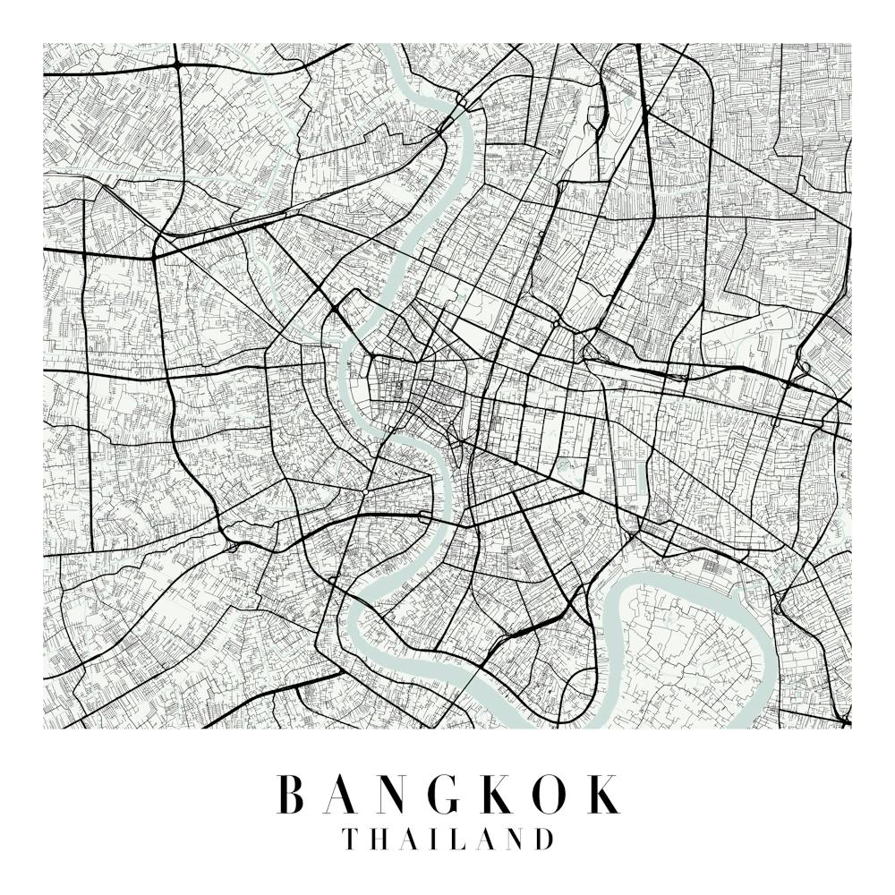 Bangkok Thailand Street Map Color Minimal Square