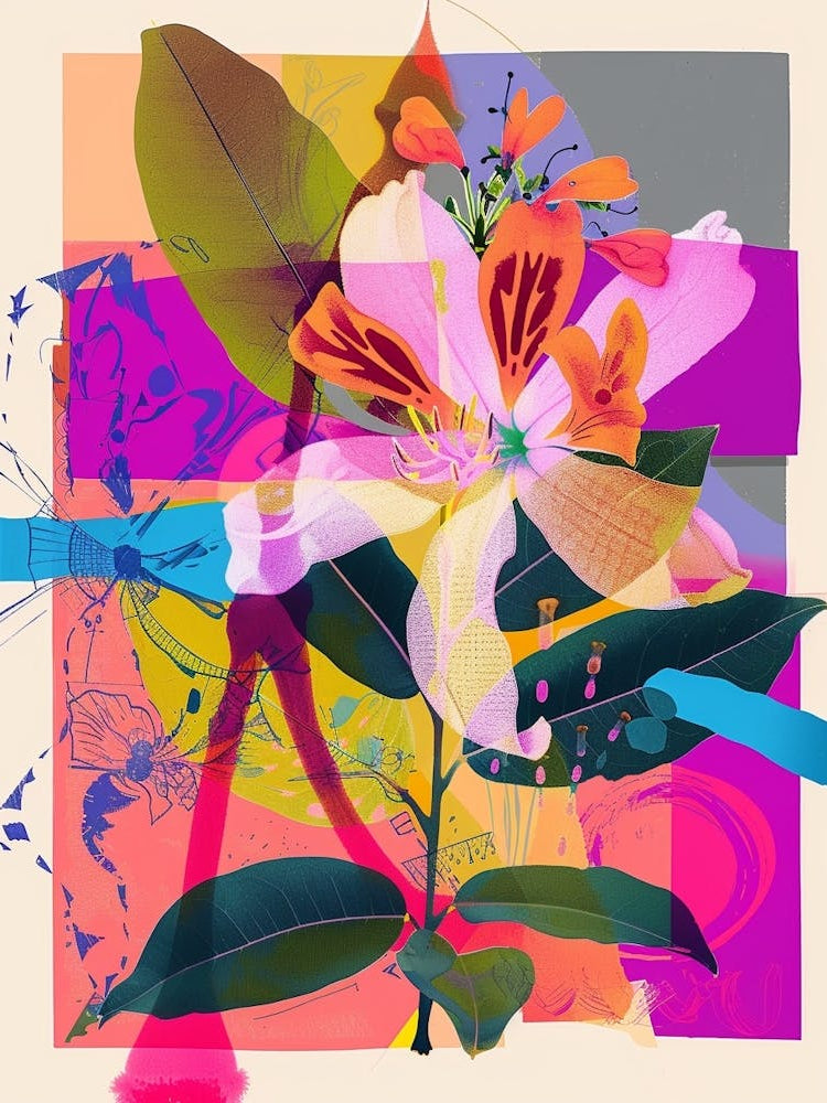 Honeysuckle 2 Neon Flower Collage