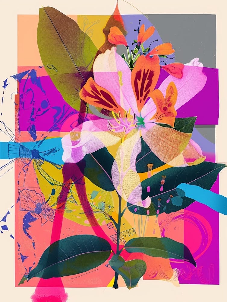 Honeysuckle 2 Neon Flower Collage