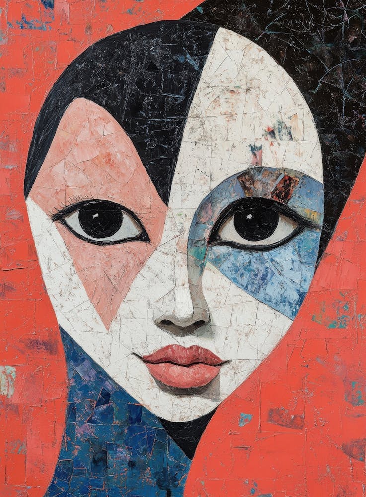 Abstract Painting, Acrylic On Canvas, Red Color 1