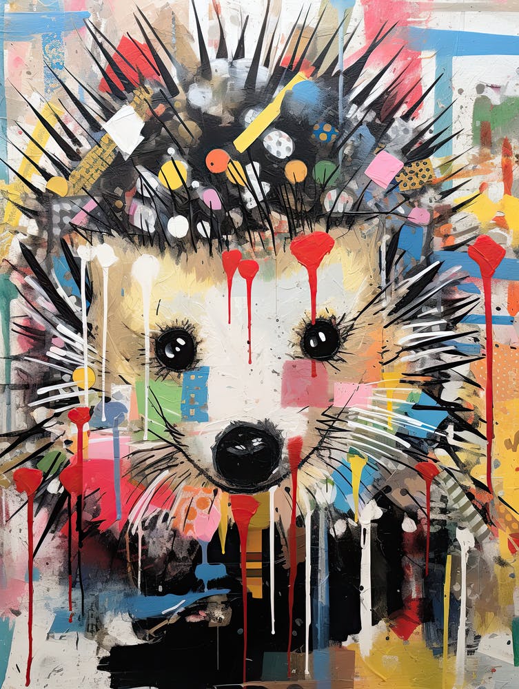 Graffiti-Tierwelt: Der Igel im Basquiat-Stil