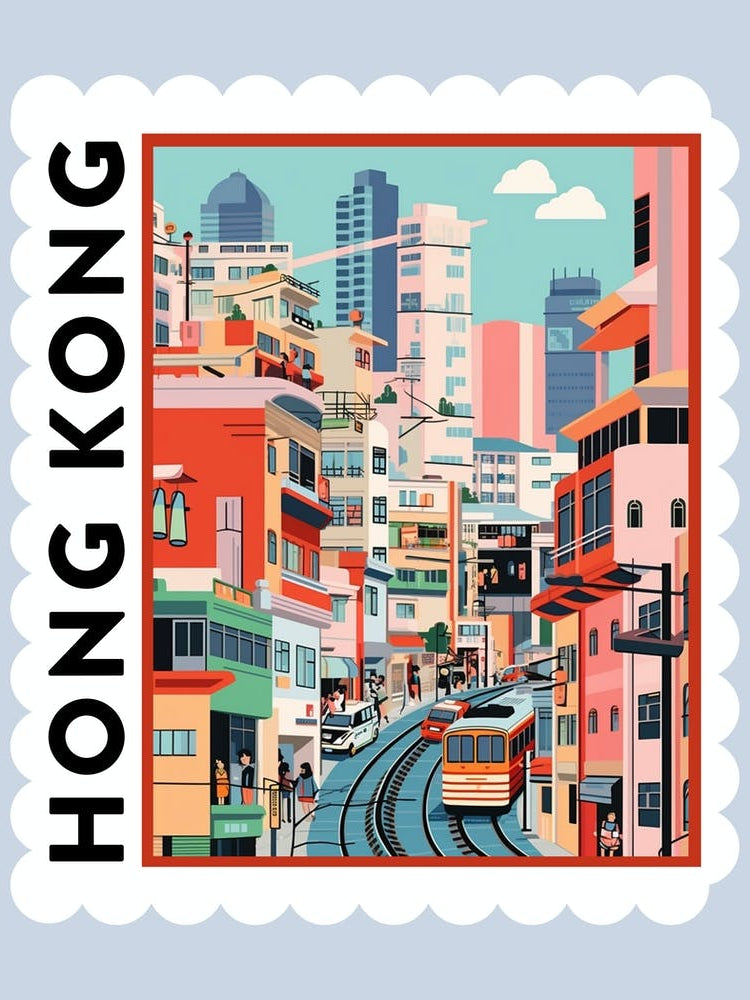 Hong Kong Travel Stamp Poster