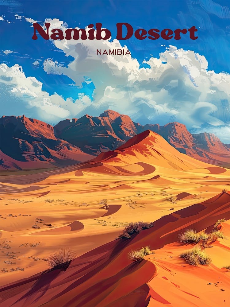 Namib Desert Angola Travel Illustration