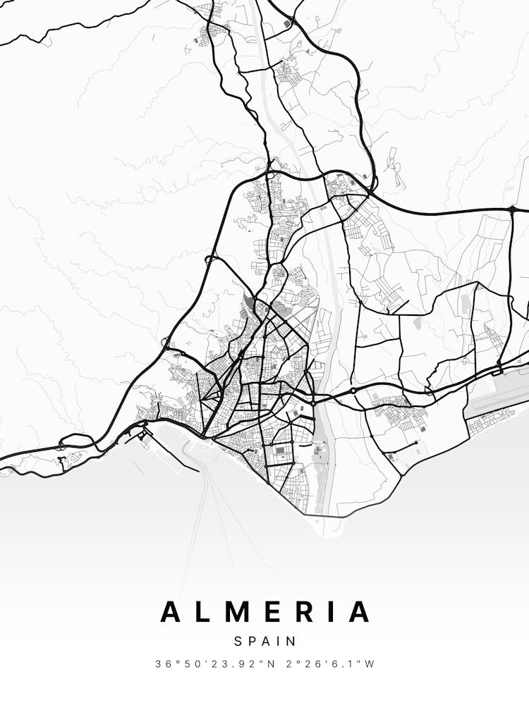 Almeria Spain White Map